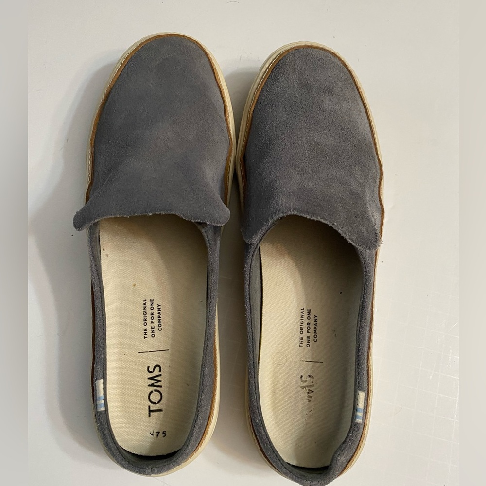 Toms Sunrise Gray Shade Suede Slip-On Slides Flats Mules Shoes Women's Us 7.5 View 6